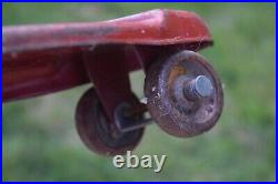 1930s SKOOTER SKATE RED ROCKET 3 WHEEL ORIGINAL PAINT DETACH T HANDLE SKATEBOARD