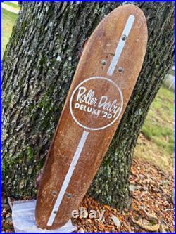 1960's Roller Derby Deluxe #20 skateboard. Rare white logo round tail HTF
