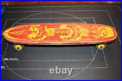 1960s Apollo Apolo Skateship Wood Skateboard Skate Board Metal Wheels Yellow