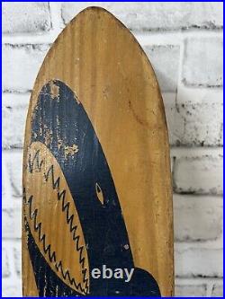 1960s Nash Shark Skateboard Sidewalk Surfboard Wood Metal Wheels Blue VTG 22