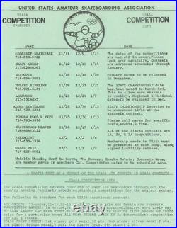 1978 USASA Skateboard Competition Calendar SoCal Skateparks Ray Allen Archive