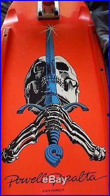 1980's Vintage Hot Pink Powell Peralta Sword and Skull Skateboard Deck