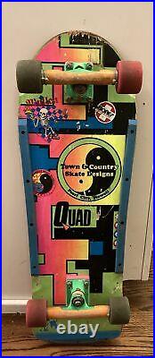1985 Original Vintage T&C Town and Country Quad Neon Skateboard