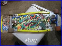 1986 Vintage Santa Cruz Jeff Kendall Graffiti Silver skateboard