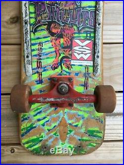 1987 Vintage Sims Jeff Phillips Pro Model Complete Skateboard Tie Dye Demon