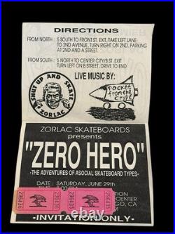 1991 Zorlac Skateboards Zero Hero Video Premiere Flyer Rocket From The Crypt ASR