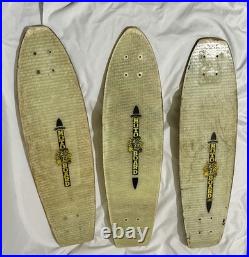 3 Vintage D&L Products Trickray MOTO BOARD Skateboard Fiberglass Tropical Theme