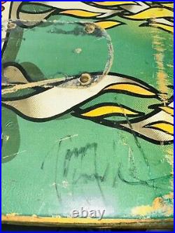 ACOA Cert signed Tony Hawk 90s Vtg WORLD INDUSTRIES skateboard Grn deck FLAMEBOY