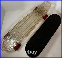 ACRYLIC CLEAR Mini 22 SKATEBOARD with LED LIGHTS ON WHEELS. Bonus Mini Board