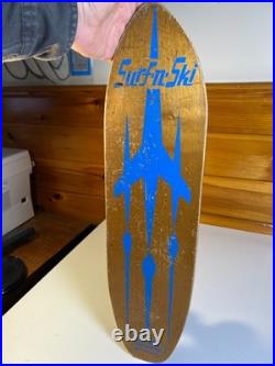 Antique Vintage 1950s 50s Surf-n-Ski Skateboard Fox Mfg Wood Wooden Metal Wheels
