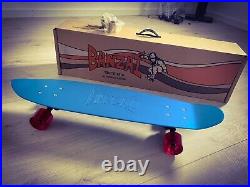 BANZAI Skateboard Deck Trucks Wheels Ruby Red Risers Bearings Blue 28 NEW