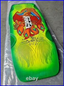 BDS Peacock Skateboard Deck signed Wes Humpston GREEN STAIN Dogtown Alva Powell