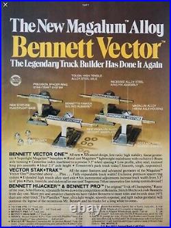 EXTREMELY RARE 1970/80's MAGNESIUM BENNETT VECTOR STACK TRACK SKATEBOARD TRUCKS