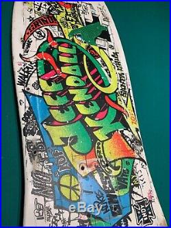 Jeff Kendall Santa Cruz Graffiti White Original 1986 Used Skateboard Deck