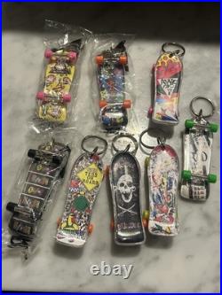 Lot Of 8 Skateboard Fingerboard Keychain Rad Skull Vintage Rare