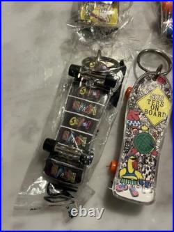 Lot Of 8 Skateboard Fingerboard Keychain Rad Skull Vintage Rare