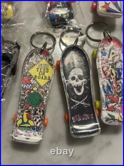 Lot Of 8 Skateboard Fingerboard Keychain Rad Skull Vintage Rare