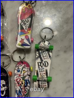 Lot Of 8 Skateboard Fingerboard Keychain Rad Skull Vintage Rare