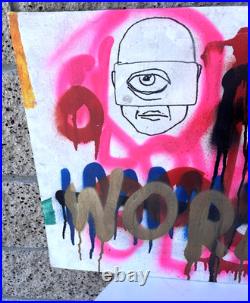 Marc Johnson Original Spray Painted Art Painting Pork World Cyclops Skateboard