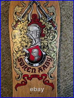 Nos Santa Cruz Soren Aaby Coat Of Arms Skateboard Deck New 1989 Natural/purple