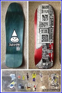 Nos Vintage World Industries Stickorama Skateboard Deck Rocco