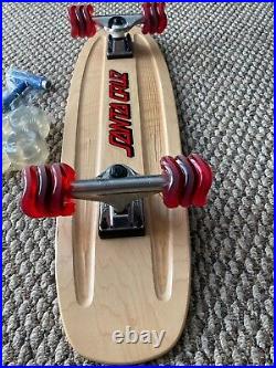 Old School 70s Skateboard 29X 8 NOS Deck & Santa Cruz Decal Shark Wheels