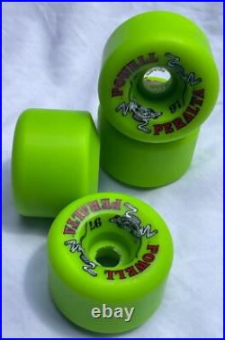 Powell Peralta Two Rats Skateboard Wheels Conical Vintage Rat Bones NOS GREEN