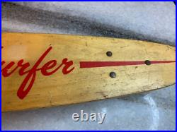 RARE Antique Vintage 1960s Wooden Wood Early Skateboard Surfer Metal Wheels