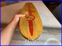 RARE Antique Vintage 1960s Wooden Wood Early Skateboard Surfer Metal Wheels