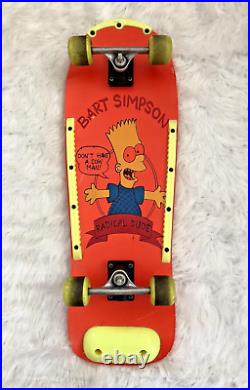 RARE Vintage 80s BART SIMPSON Skateboard RADICAL DUDE 90s Old School NEON Orange