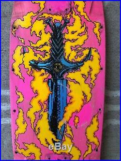 RARE Vintage Pink Tommy Guerrero Black Outlined Flamed Dagger with Wheel Wells
