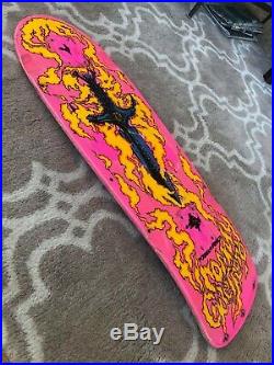 RARE Vintage Pink Tommy Guerrero Black Outlined Flamed Dagger with Wheel Wells