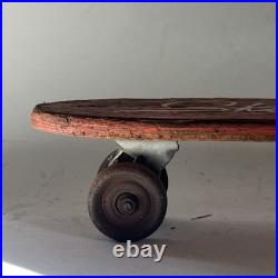 RARE Vtg. 1960s Wood Metal Steel Wheels Skateboard Skate'n Glide