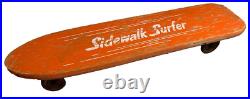 Rare EARLY Vintage SIDEWALK SURFER Metal Steel Wheels Skateboard Wood Wooden