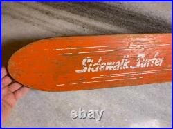 Rare EARLY Vintage SIDEWALK SURFER Metal Steel Wheels Skateboard Wood Wooden