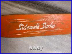 Rare EARLY Vintage SIDEWALK SURFER Metal Steel Wheels Skateboard Wood Wooden