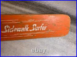 Rare EARLY Vintage SIDEWALK SURFER Metal Steel Wheels Skateboard Wood Wooden