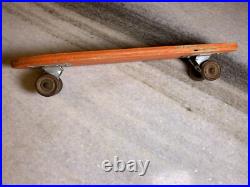 Rare EARLY Vintage SIDEWALK SURFER Metal Steel Wheels Skateboard Wood Wooden