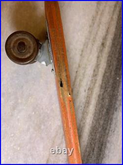 Rare EARLY Vintage SIDEWALK SURFER Metal Steel Wheels Skateboard Wood Wooden