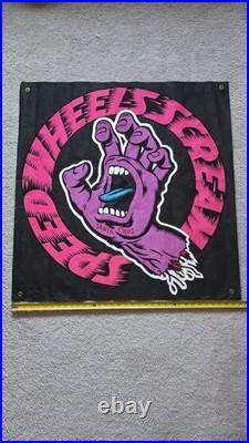 Rare Vintage 1980's Santa Cruz Speed Wheels Screaming Hand Banner