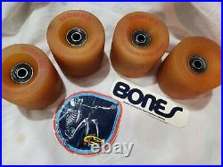 Rare Vintage 1st gen Powell Bones Skateboard wheels with bearings, and Stickers