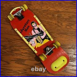 Rare Vintage Skateboard Adventure Man Rambo 80s Red Yellow Retro Old School