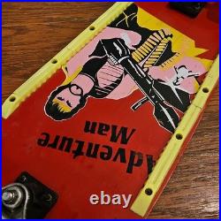 Rare Vintage Skateboard Adventure Man Rambo 80s Red Yellow Retro Old School