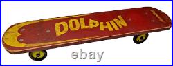 Rare Vintage Wood Wooden Skateboard Fleetwing DOLPHIN Metal Wheels Street Surf