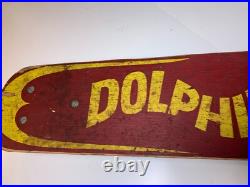 Rare Vintage Wood Wooden Skateboard Fleetwing DOLPHIN Metal Wheels Street Surf