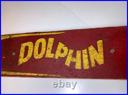 Rare Vintage Wood Wooden Skateboard Fleetwing DOLPHIN Metal Wheels Street Surf