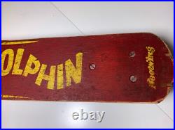 Rare Vintage Wood Wooden Skateboard Fleetwing DOLPHIN Metal Wheels Street Surf