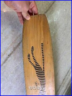 Rare Vintage Wood Wooden Skateboard Metal Wheels Striped Cat Lion Tiger Cheetah