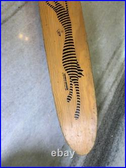 Rare Vintage Wood Wooden Skateboard Metal Wheels Striped Cat Lion Tiger Cheetah