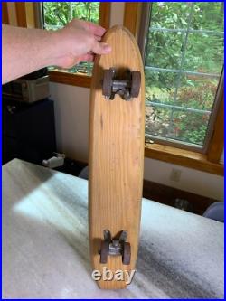 Rare Vintage Wood Wooden Skateboard Metal Wheels Striped Cat Lion Tiger Cheetah